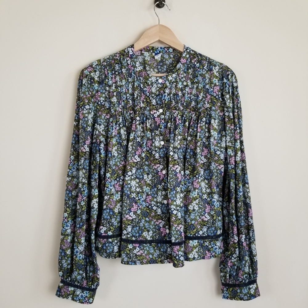 Old Navy Floral Long Sleeve Button Front Cotton Top Large - Picture 1 of 5